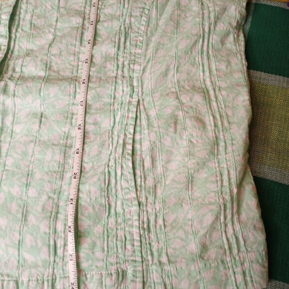 Christopher & Banks Women's Shirt XL Button Up Pockets Print Green White - Picture 3 of 8